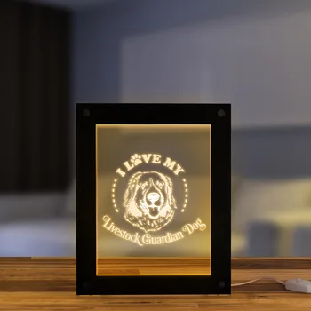 

I Love My Livestock Guardian Dog LED Lighting Display Sign Photo Frame Pastoral Dog Breed LED Acrylic Bedside Table Night Light