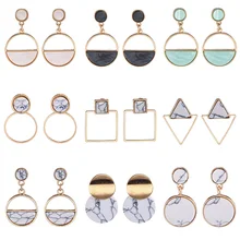 Новые женские серьги цветные металлические простые Очаровательные Полые Подвесные серьги геометрической формы подходящие для зимы ювелирные изделия подарок для влюбленных