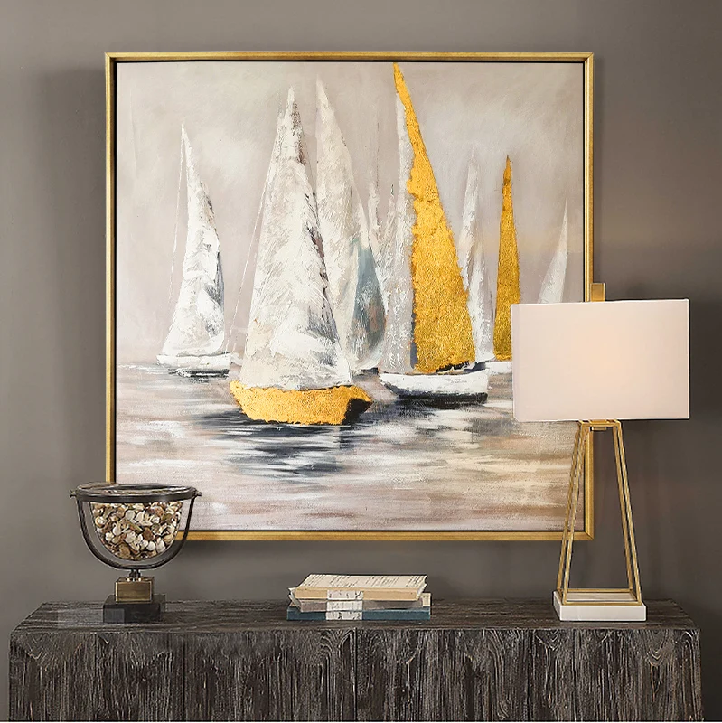 

European Modern Restaurant Smooth hand-painted Oil Painting Decorative Light Luxury Living Room Entrance Mural Paintings