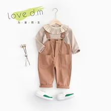 Детская одежда детские для мужчин и женщин детские однотонные простые брюки на подтяжках с большими карманами Dk003