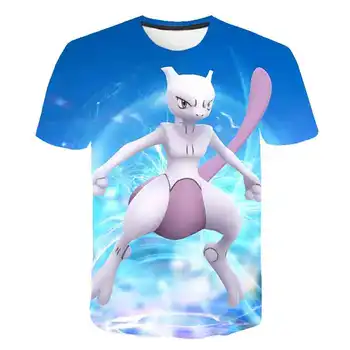 

New 3D baby Pokemon Detective Pikachu Printed Children Summer girl clothes Short T-shirt camisetas kids T shirts costume Tops