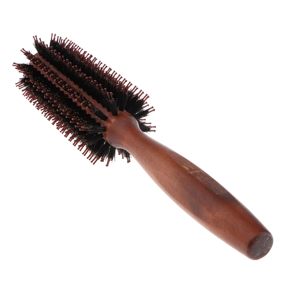 Escova de cabelo redonda de madeira para enrolar cabelo - AliExpress  Apliques e perucas