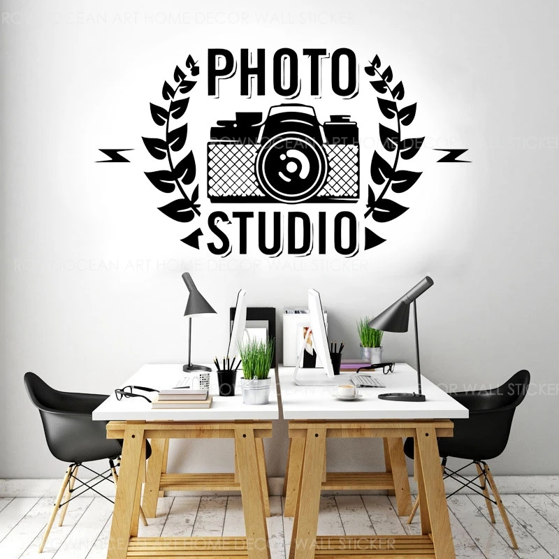 Photo Studio Camera Window Decals Photographer Sign Logo Art Design Wall Sticker Door Decoration Removable Office Mural 2090