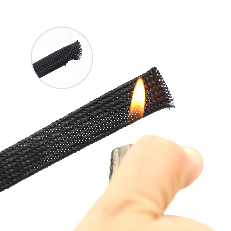 1M 2 4 6 8 10 12 14 16 18 20 25 30 40 mm High Density PET Braided Expandable Sleeve Wire Wrap Insulated Nylon Protector Sheath