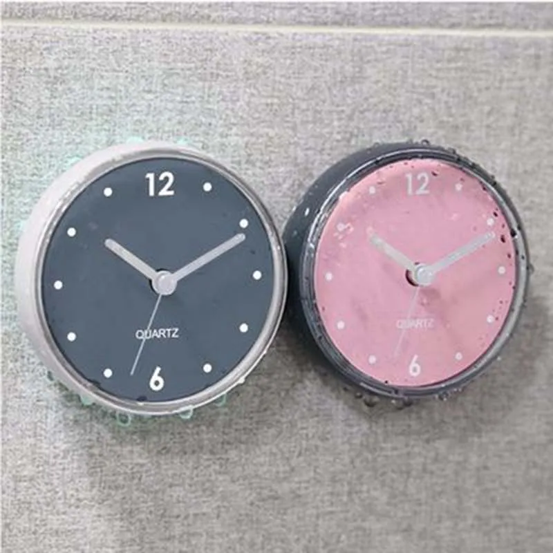 Waterproof Suction Wall Clock Bath Shower Watches Clock Home Bathroom Kitchen Accessories Home Sticker Decortion 72*40mm