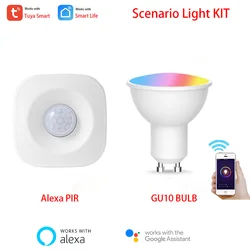Détecteur de mouvement PIR Tuya GU10, ampoule LED WiFi Smart Life APP, Kit d'éclairage de scénario à monter soi même, fonctionne avec Alexa Google 