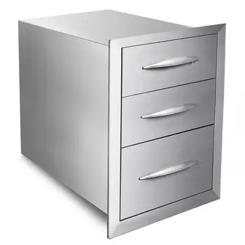 

Stainless SteelThree Drawers With Handle Square Drawer Tracks Storage