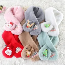 Autumn Winter Newborn Infant Baby Kids Cartoon Scarf Santa Claus Deer Christmas Fur Warm Scarf