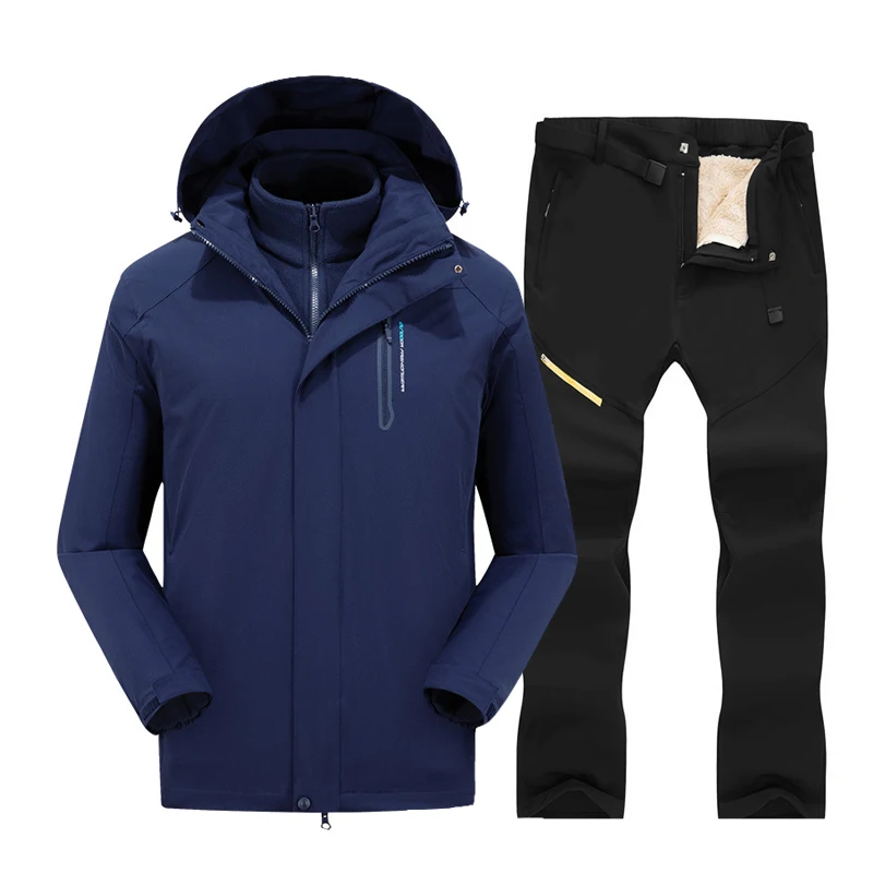 Traje de esquí 3 en 1 para hombre, conjunto de pantalones de esquí de  montaña y chaquetas de Snowboard, impermeable, a prueba de viento, cálido,  para nieve, marcas - AliExpress