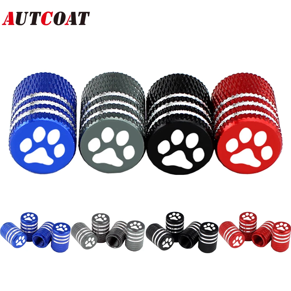 

AUTCOAT 4Pcs/Set Car Truck Motorcycle Bike Tyre Air Valve Caps Aluminum Bear’s Paw Tire Valve Cap Car Knurling Style Airtight