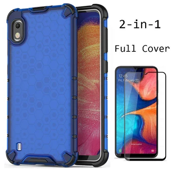 

Shockproof Case for Samsung Galaxy A10 Tempered Glass for Samsung A10 Armor Silicone Hybrid Hard Clear Protective Case Cover