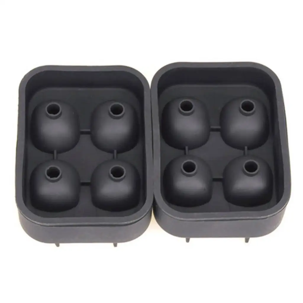 3D Skull Flexible Silicone Ice Cube Mold Tray Makes 4 Giant Skulls Round Ice Cube Maker Black