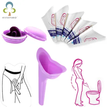 

Portable Women Urinal Outdoor Travel Camping Urine Female Urinal Soft Silicone/Paper Urination Device Toilet Stand Up & Pee ZXH