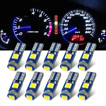 

12V 10Pc 37 58 70 73 74 2721 T5 Dash Cluster Gauge LED Wedge Bulbs Ultra White Light With A/C Light Dash/Instrument Panel
