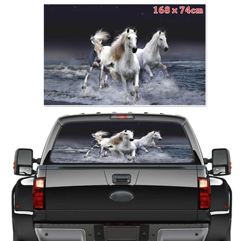 

Truck Car Sticker Rear Window PVC Waterproof Decals White Horses style Anti-mold