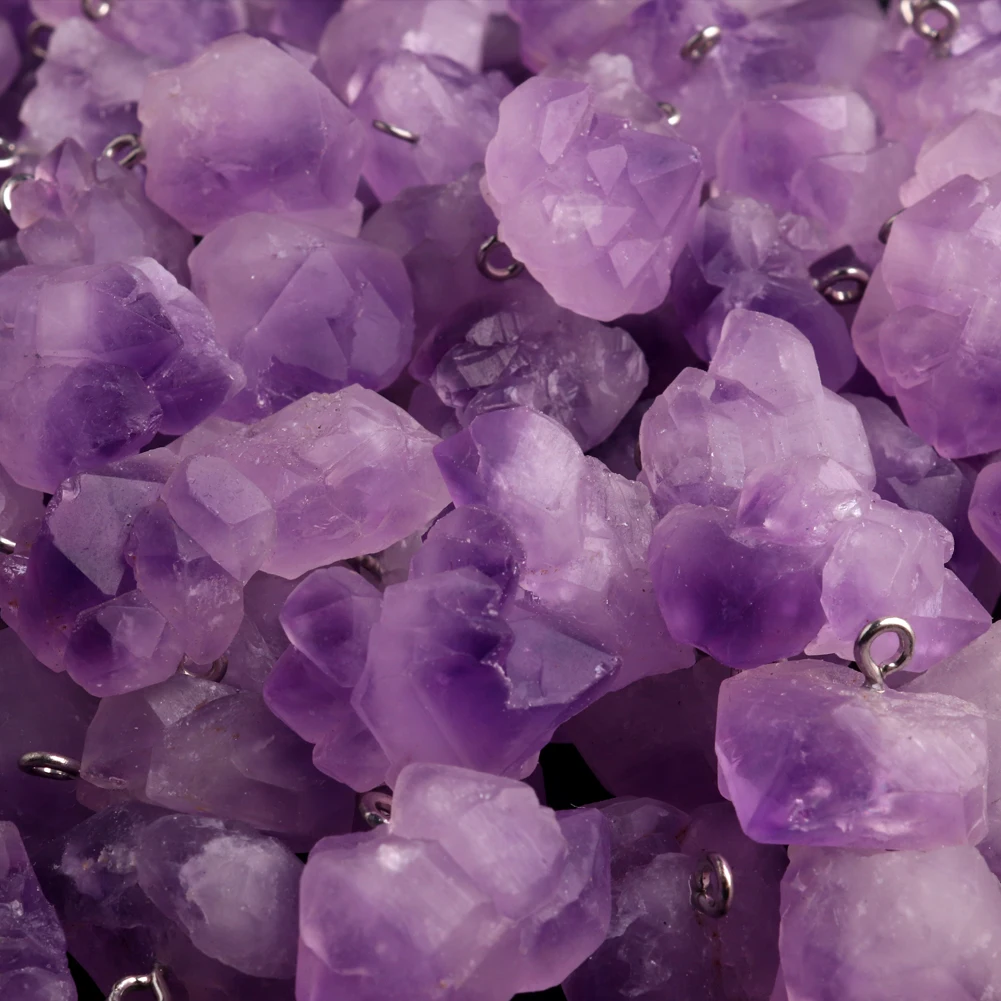 

24pcs/lot Natural Amethysts Necklace Pendant Chakra Healing Spirit Purple Quartz Crystal Pendants Healing Reiki Pendulum Amulet