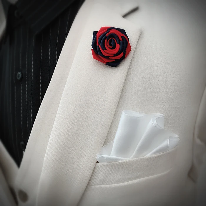 Flower Brooches Мужской женский нагрудный галстук на булавке брошь Карманный квадратный носовой платок Свадебный костюм вечерние пальто куртка платок броши в форме цветка розы корсаж - Цвет: Flower Brooches