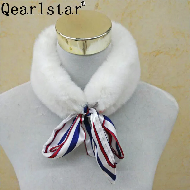 Qearlstar женский шарф, высокое качество, воротник из искусственного меха кролика, Леопардовый принт, модный теплый женский шарф, украшение на шею, Z163