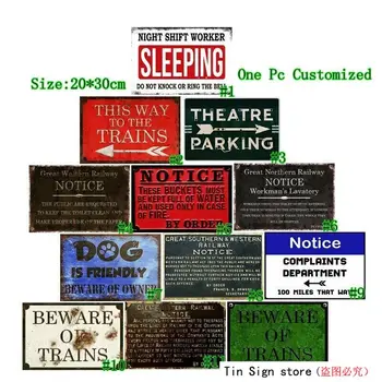 

Beware of Trains Vintage Metal Tin Signs Retro Notice Art Wall Decor Poster Bar Pub Home Wall Decor Retro Metal Art Poster