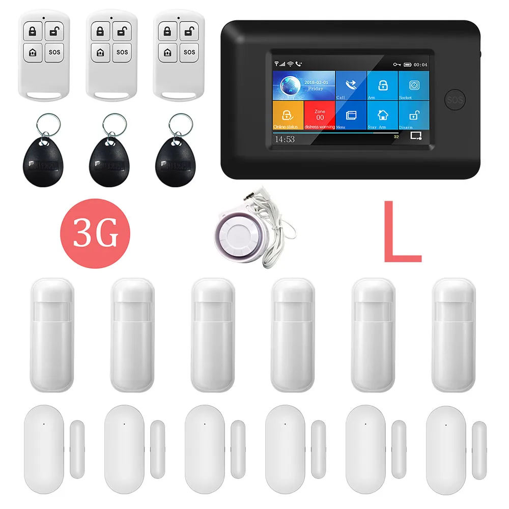 PG106 DHL 3g wifi GPRS беспроводная домашняя система охранной сигнализации для Android IOS APP пульт дистанционного управления RFID карта Arm Disarm - Цвет: GT-001-3G-PG106-L