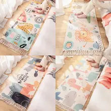 60*150 см хлопок лен кисточкой тканый прикроватный коврик, напольный ковер дверь гобелен для спальни накидка на мебель чай гостиная ковер