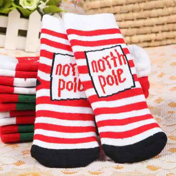 Autumn Winter Newborn Cotton infant Anti-slip socks Baby socks floor socks Boys Girls Cute Cartoon Christmas Baby Toddler Socks - Цвет: A