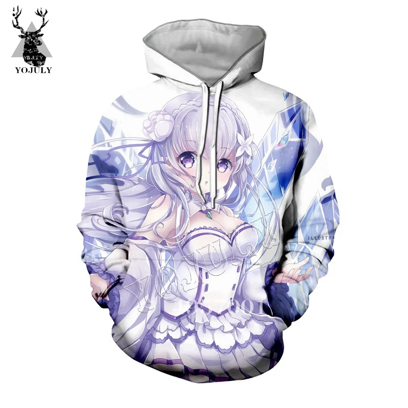 YOJULY аниме 3D печать Re: zero Твин горничной рам и рем 3D печать Harajuku толстовка с капюшоном унисекс модный Женский Повседневный пуловер, свитер Y398