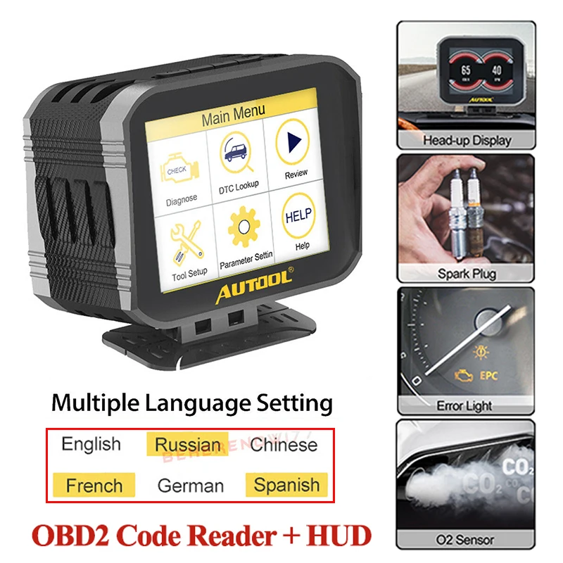 AUTOOL X80 Obd2 Hud автомобильный считыватель кодов двигателя бортовой Компьютерный