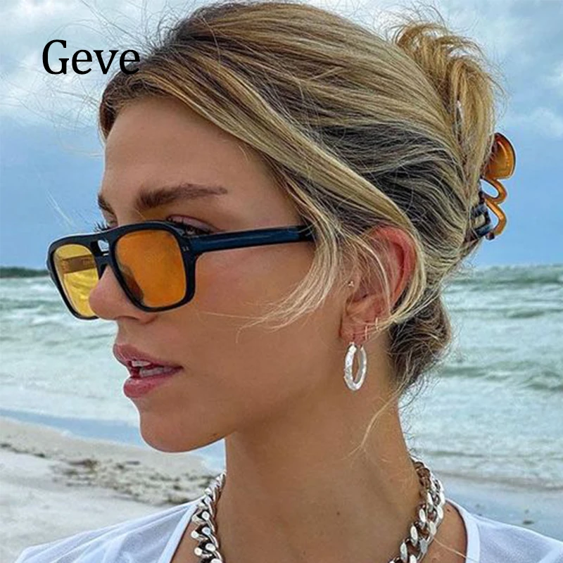 Trendy Pilot Sunglasses Women Men Fashion Unisex Double Bridge Vintage  Yellow Sun Glasses Female Oversized Gradient Lenses Glass - AliExpress