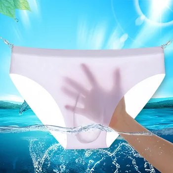 

3Pcs Mens Underwear Briefs Summer Men's Briefs Ultra-Thin Ice Transparent Low Waist Sexy Panties Gay Seamless Silkly Pants
