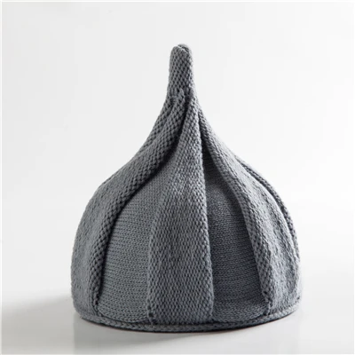 Light Gray Осенне-зимняя витая шапка для новорожденных мальчиков и девочек, шерстяные шапки, теплые вязаные крючком родитель-Детские шапочки, мягкая детская шапочка - Цвет: Light Gray