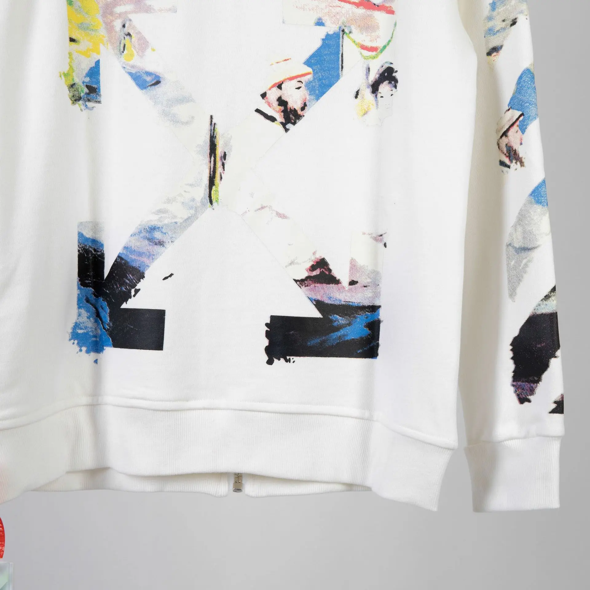 Бело-OW высокого качества 19SS картина Моне масляными красками Мокасины мужские пара свитшот на молнии с капюшоном