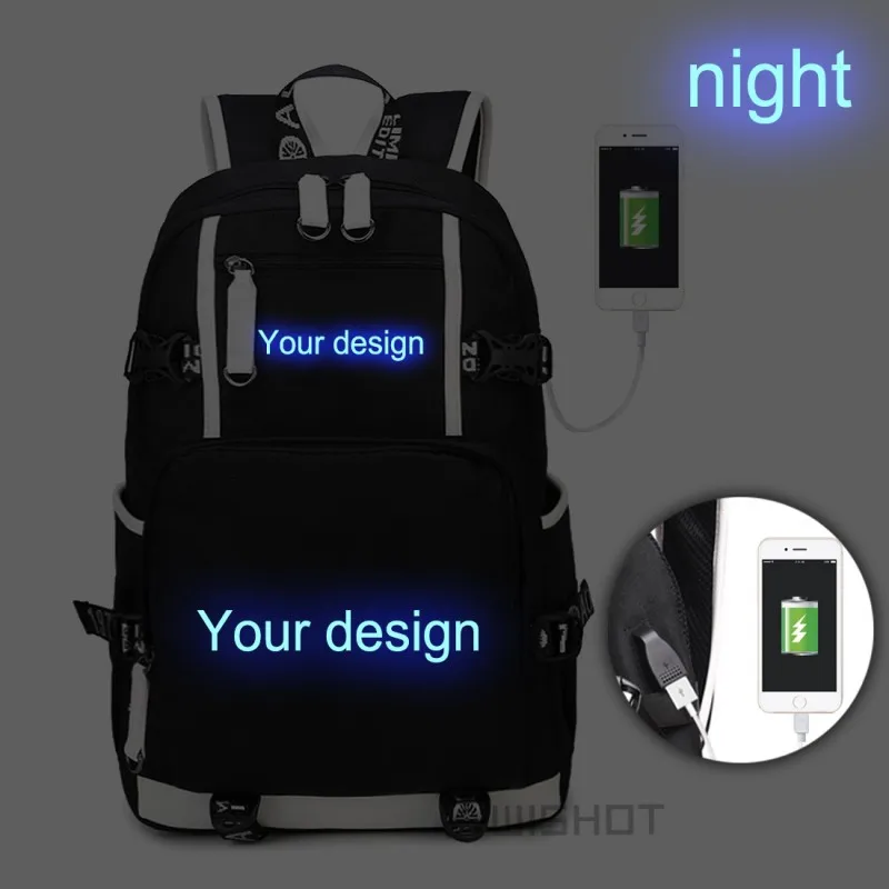 WISHOT игровой Многофункциональный USB зарядка Рюкзак для детей мальчиков детей подростков мужские Школьные сумки дорожные сумки для ноутбуков - Цвет: LuminousBlack1