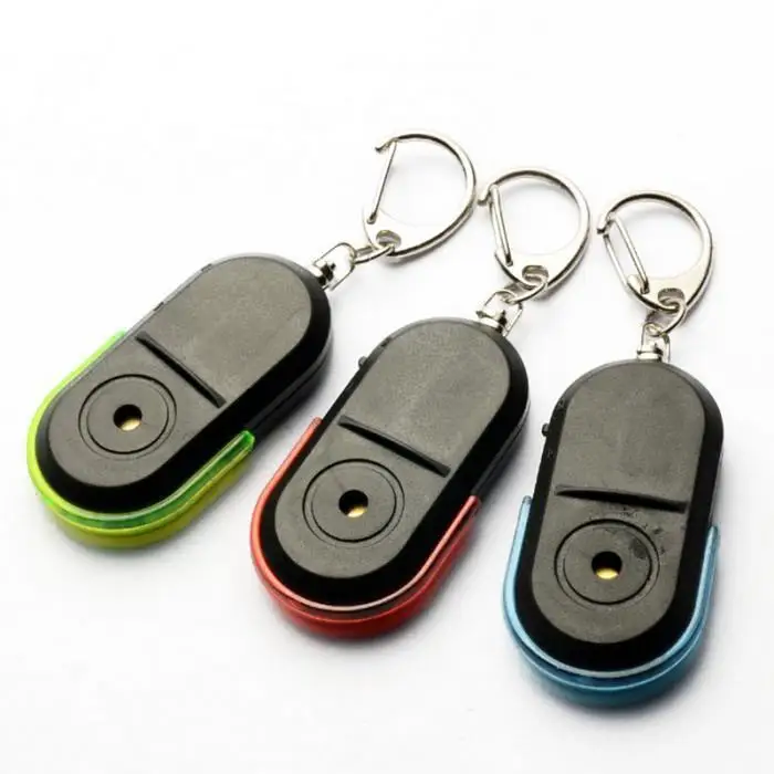 Светодиодный светящийся детектор Анти-потери свисток сенсор поставляется с кольцом, легко носить с собой. Искатель ключей 60 дБ анти-потеря
