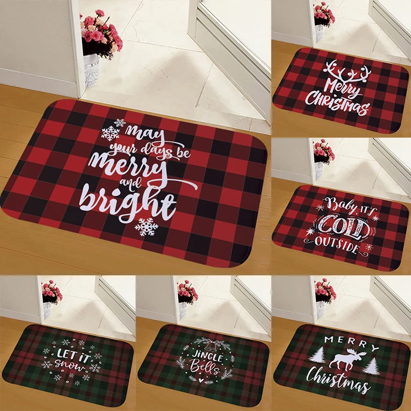 

Merry Christmas Mat Flannel Doormat Carpet For Home Outdoor Bathroom Living Room Xmas Navidad 2021 New Year Decoration 40x60cm