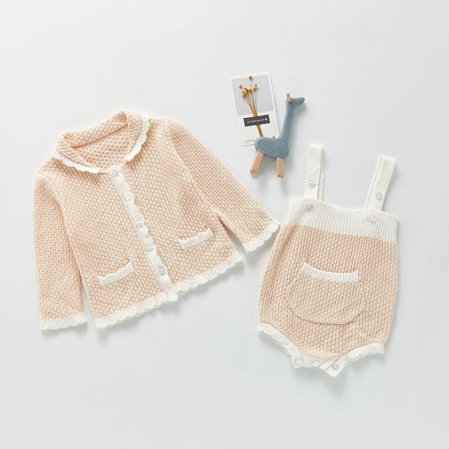 Knitted Baby Bodysuit Set Kids Sweater Cotton Newborn Baby Girls Cardigan Bodysuit Toddler Clothes Jumpsuit For Kids Overalls baby clothes in sets	