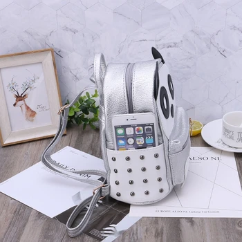 

Women Teens Girls Panda Book Bag Rivet Backpack Mini Casual Cartoon Backpack M5TE