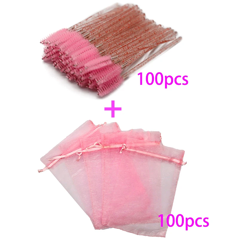 

Wholesale Colorful Drawstring Organza Eyelash Packaging Bag Mascara Wands Applicators Bulk Makeup Lash Packing Baggie