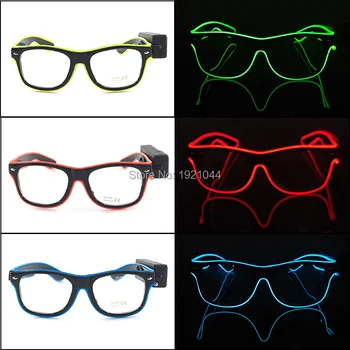 

New Design DJ Sunglasses EL Neon Glasses Mini 3V Steady on Inverter without Wire Convenient LED Glasses for Costume Party Props