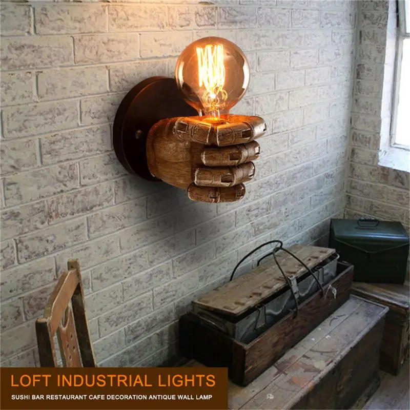 

1 pair of left and right hand retro creative fist resin wall lamp Loft industrial style lamp sushi restaurant bar restaurant caf
