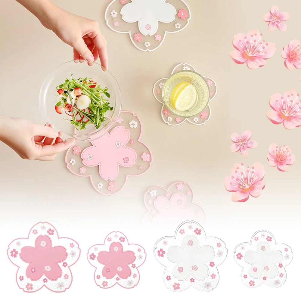 1pc Japan Style Cherry Blossom Heat Insulation Table Mat for Home office Anti-skid Tea Cup Milk Mug Coffee Coaster 2 | Дом и сад