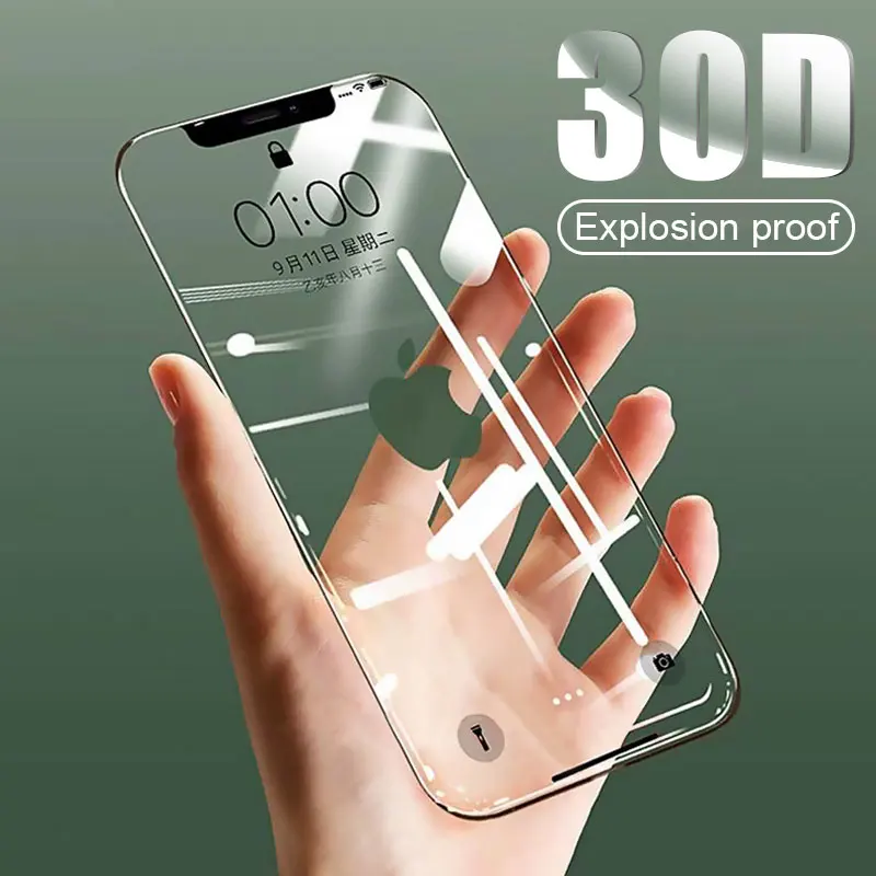 30d capa completa vidro temperado para o iphone 12 11 pro max protetor de tela de vidro protetor de proteção para o iphone 12 11 x xr xs max vidro