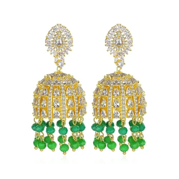 

Luxury Hyperbole Egyptian Light Dangle Earrings Retro Luxury Exotic Atmosphere AAA Zircon Beaded Tassel Birdcage Dangle Earring