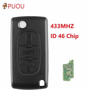 

3 Buttons 433MHzCar Key Remote Alarm Flip Folding Auto Key Fob For Citroen C3 C4 C5 PICASSO ID46 Chip