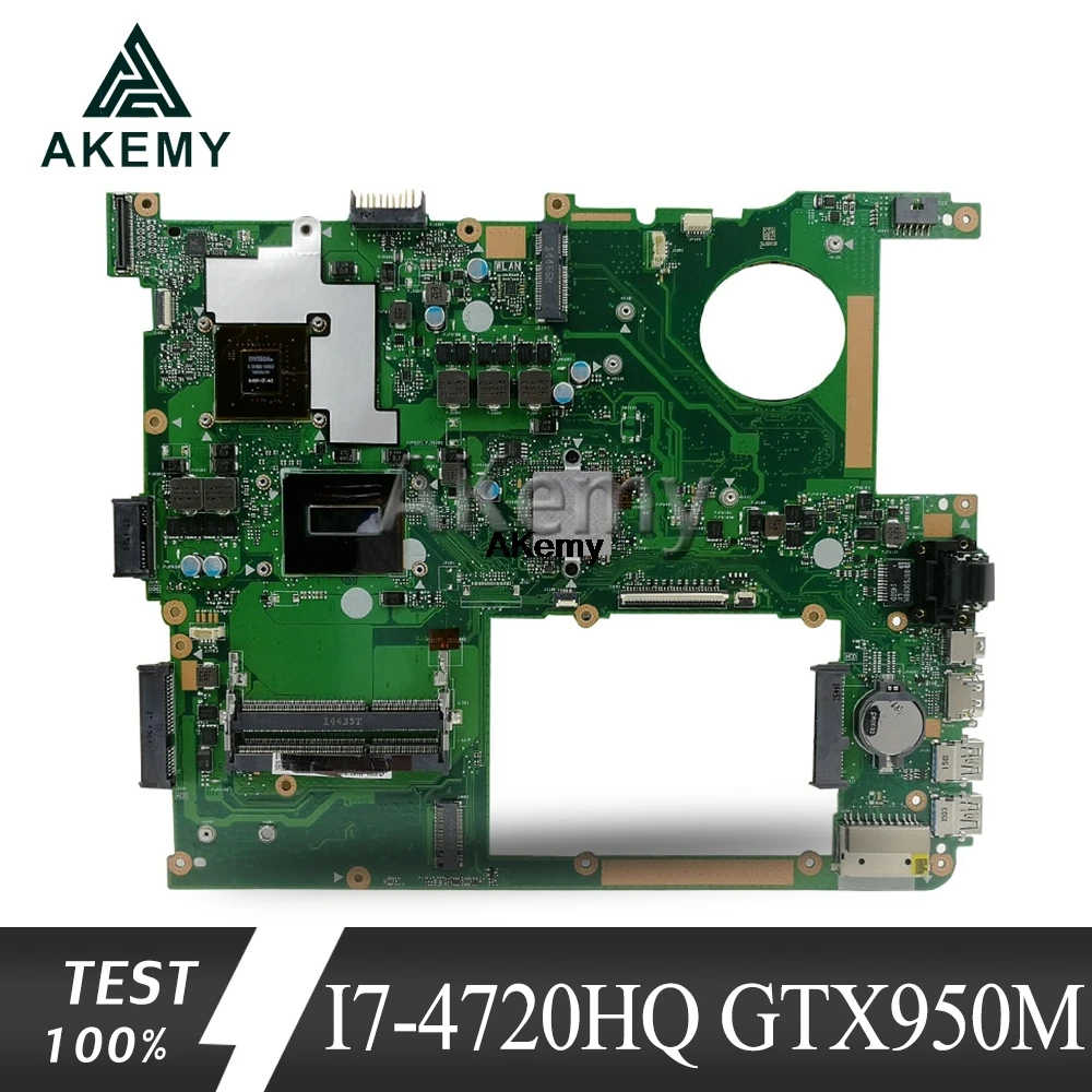 Akemy N751JX Laptop Moederbord Voor Asus N751JX N751JK N751J N751J Test Originele Moederbord Lvds/Edp I7-4720HQ GTX950M-4G Akemy N751JX Laptop Moederbord Voor Asus N751JX N751JK N751J N751J Test Originele Moederbord Lvds/Edp I7-4720HQ GTX950M-4G
