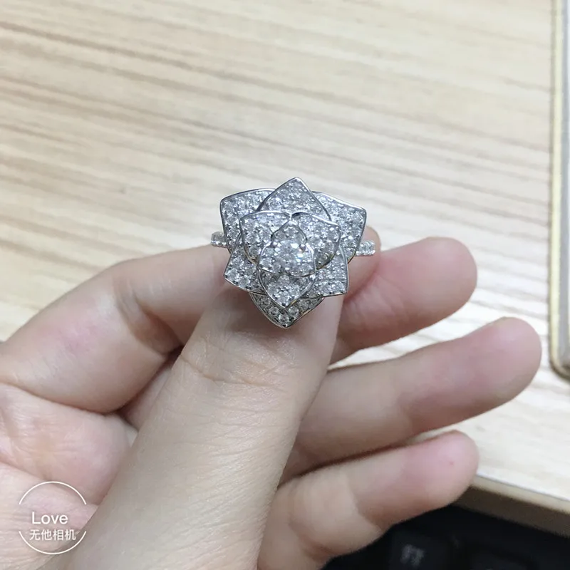 Дизайнерская мода 925 stelring серебряные украшения цирконовые розовое цветочное кольцо для женщин роскошный бренд cz Камень свадебное кольцо на палец подарок