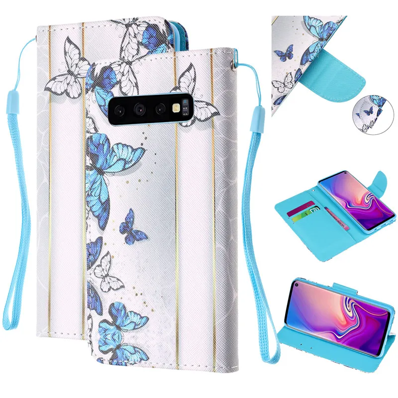 COOLY кожаный чехол с кошкой для samsung Galaxy S10e S10 Plus S9 S8 S7 Edge задняя крышка на Note 8 9 кошелек Флип Единорог Сова чехол для телефона