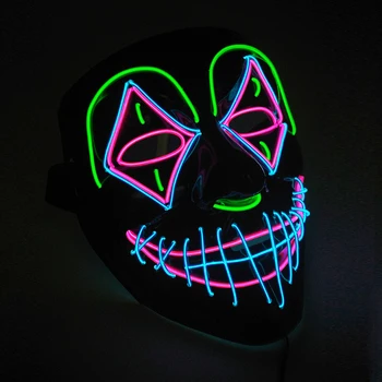 

Halloween Mask LED Glow Mask Clown Masquerade Halloween Party Holiday Glow Props Cold Light Radiant Skull Mask Costume Neon Mask