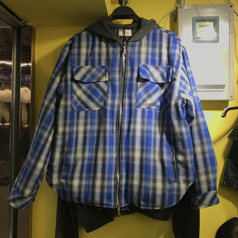 Пальто в клетку RHUDE куртки Сезон осень-зима Зимние теплые высокое качество модные