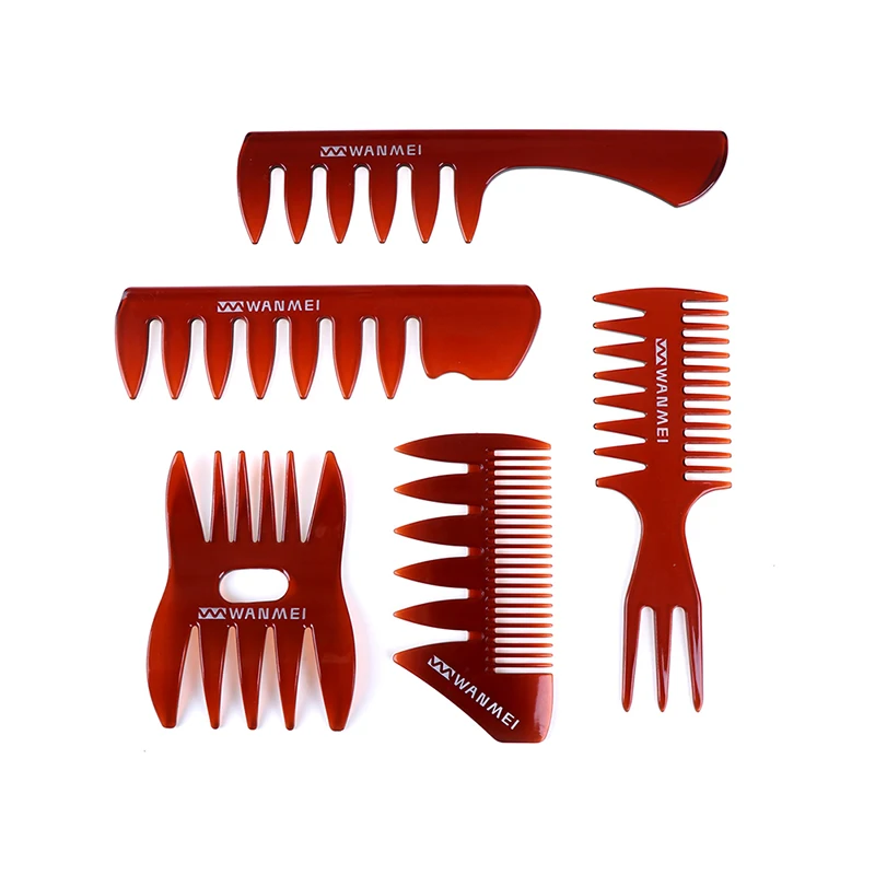 Oil Comb Men Hairdressing Wide Teeth Comb Handle Grip Large Tooth Detangling Curly Hair Comb Back Head Styling Beard